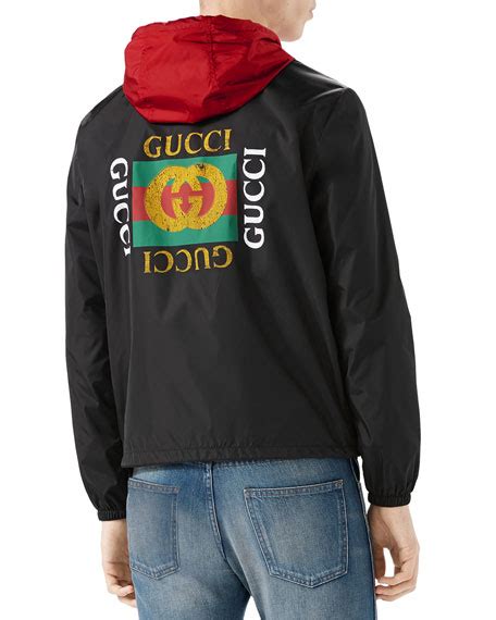 gucci nylon logo jacket black